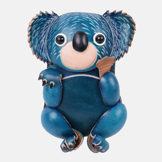 elvesmall Unisex Genuine Leather Casual Cute Outdoor Cartoon Animal Koala Shape Small Coin Bag Wallet