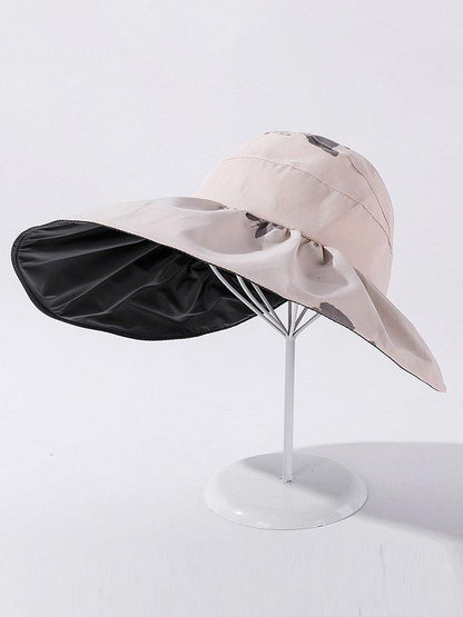 lovevop Casual Pringting Hole Sun-Protection Large Wide Brim Bucket Hat