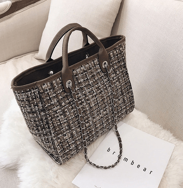 lovevop Plaid cloth handbag Fashion big bag Spring and summer new chain shoulder bag tide small fragrance handbag