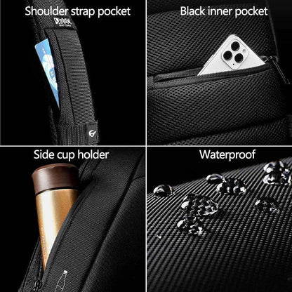 lovevop Men Oxford Password Lock Anti-theft Reflective Strip Design Waterproof Multi-pockets Crossbody Sling Bag Chest Bag