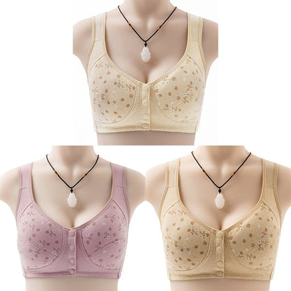 Comfortable bra with button placket in front