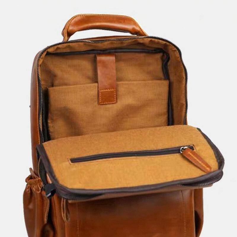 lovevop Men Faux Leather Large Capacity Casual Business Retro Fashion 13.3 Inch Laptop Bag Backpack