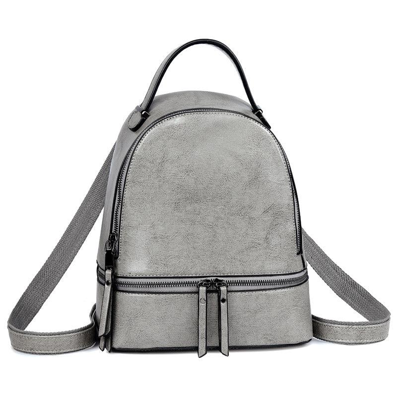 lovevop Fashion Temperament Gentle Leather Backpack Fashion Oil Wax Cowhide