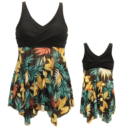 「🎁Father's Day Sale - 50% Off」 - Plus Size Ruffle Floral Print One Piece Mommy and Daughter Swimsuits