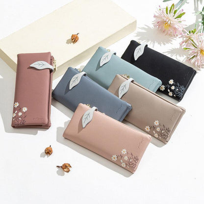 lovevop Women 13 Card Slots Bifold Flower Printed Long Wallet Clutches Bag