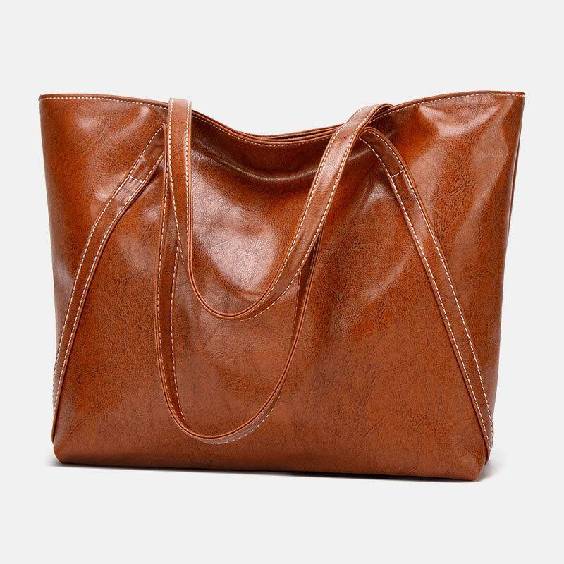 lovevop Women PU Leather Spring Vintage Large Capacity Shoulder Bag Handbag Tote