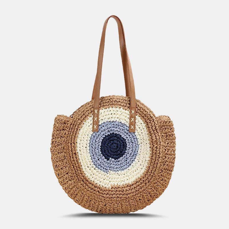 lovevop Women Simplicity Stripe Straw Bag Handbags Tote Retro Beach Bag