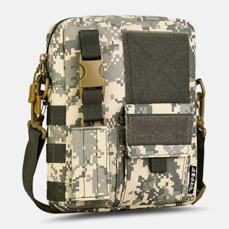 lovevop Men Camo Pattern Multifunction Large Capacity Outdoor Travel Tactical Bag Crossbody Bag Shoulder Bag Square Bag