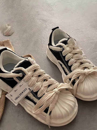 lovevop Platform Reverse Lace-up Espadrilles Canvas Shoes