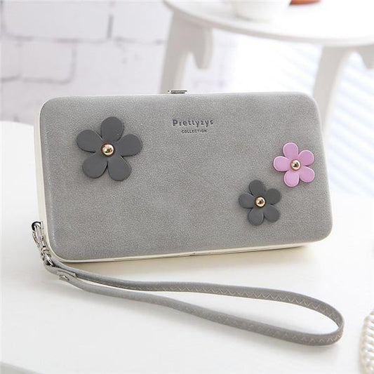 lovevop Women Flower 5.5 Inch Phone PU Wallet Case Cover Long Wallet