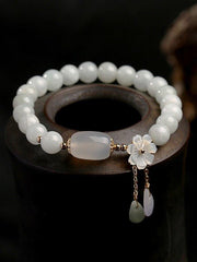 lovevop National Jade Beads&Flower Handmade Bracelet