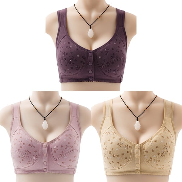 Comfortable bra with button placket in front