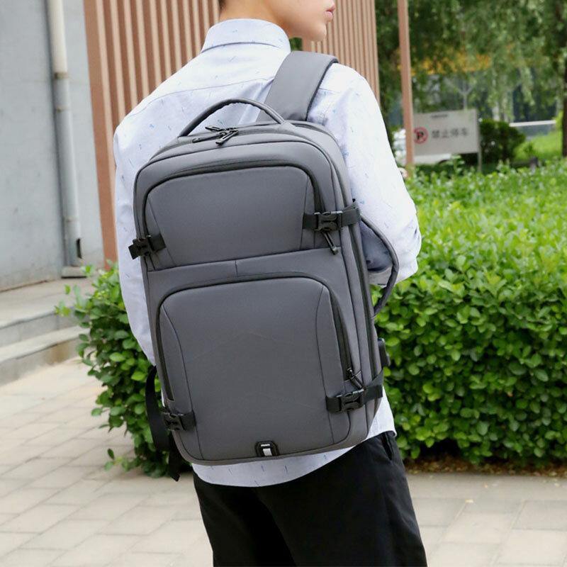 lovevop Men Nylon Large Capacity 14 Inch Laptop Bag Multi-layers Business Casual Travel Backpack With USB Charging