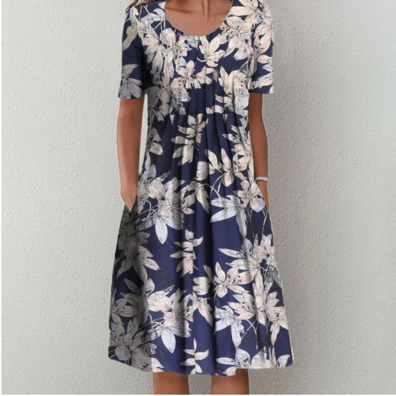 🎁Summer Hot Sale🎁  Round neck printed dress ✨Free shipping✨