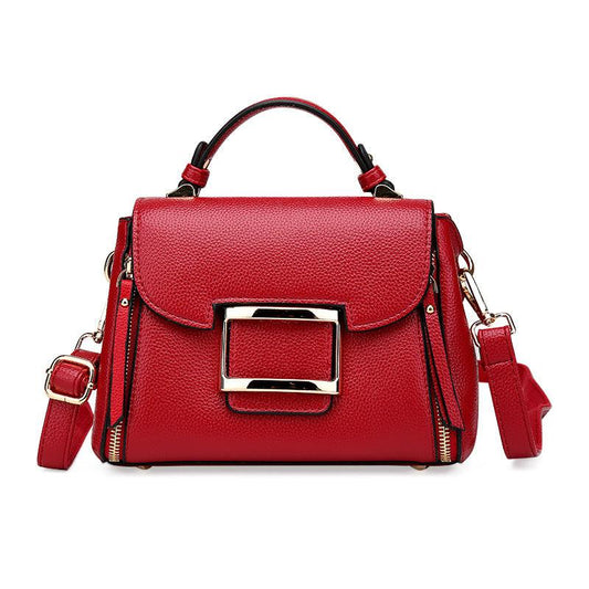 lovevop Oil Wax Leather Casual Shoulder Bag Fashion All-Match Messenger Bag Net Red Female Bag
