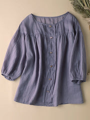 Lovevop Vintage Fresh Mid Sleeve Button Shirt