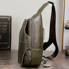 lovevop Men Genuine Leather Anti-theft Retro Casual Business Crossbody Bag Chest Bag Sling Bag