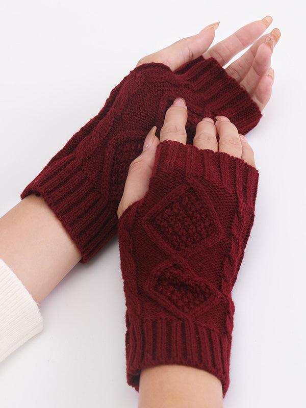 lovevop Simple 9 Colors Jacquard Knitting Gloves