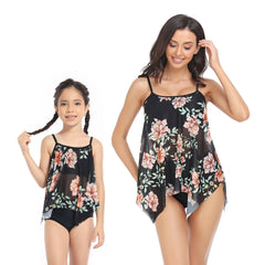 「🎁Father's Day Sale - 50% OFF」Family Matching Black Floral Printed Swimsuits