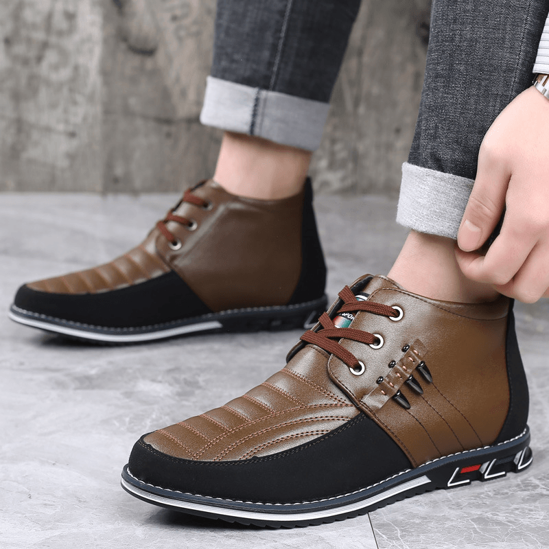 lovevop Men's Soft Sole Lace-Up Business Casual Ankle Boots in Classic Style