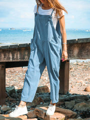 Women Sweet All Match Loungewear Jumpsuits Solid Fashion Sleeveless Pocket Ladies Overalls Elegant Summer Playsuits Streetwear