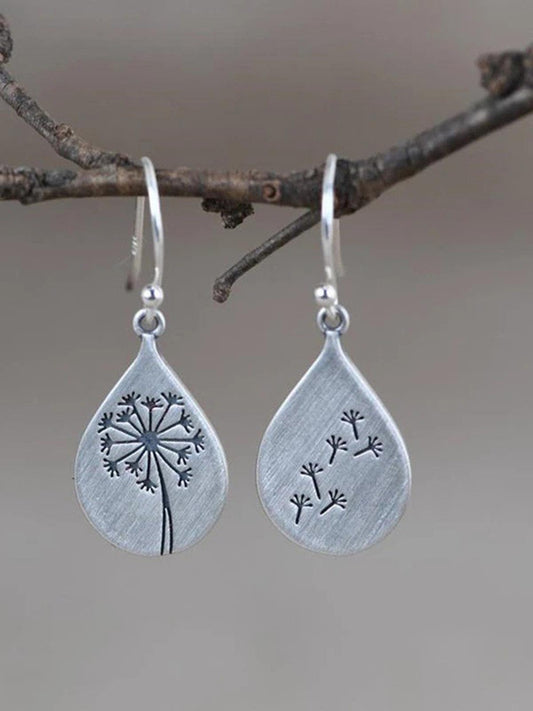 lovevop Retro Minimalistic Water Drops Dandelion Earrings