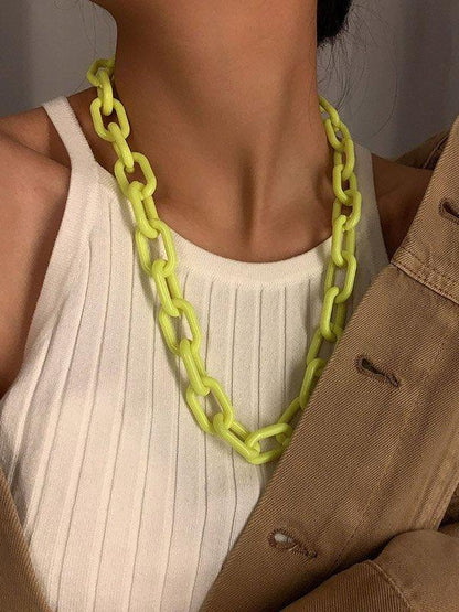 lovevop Simple Punk Solid Color Geometric Necklaces