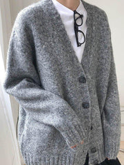 lovevop Simple Slouchy Wool V-Neck Cardigan