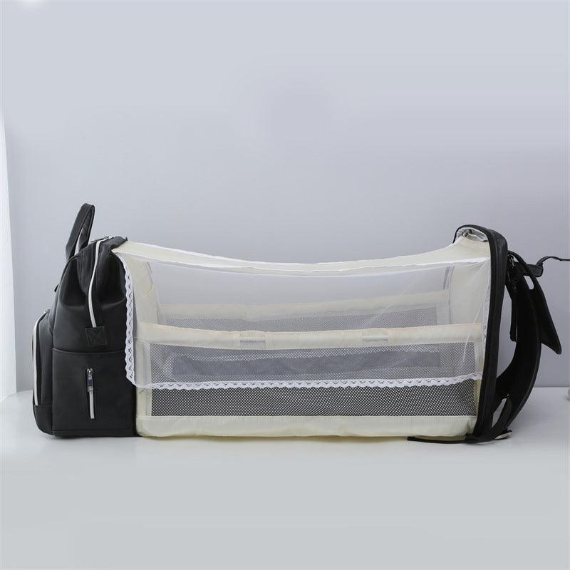 lovevop New PU Leather Diaper Bag Baby Mummy Maternity Bag Backpack Nappy Nursing Bag Outdoor Travel Bag Foldable Cradle