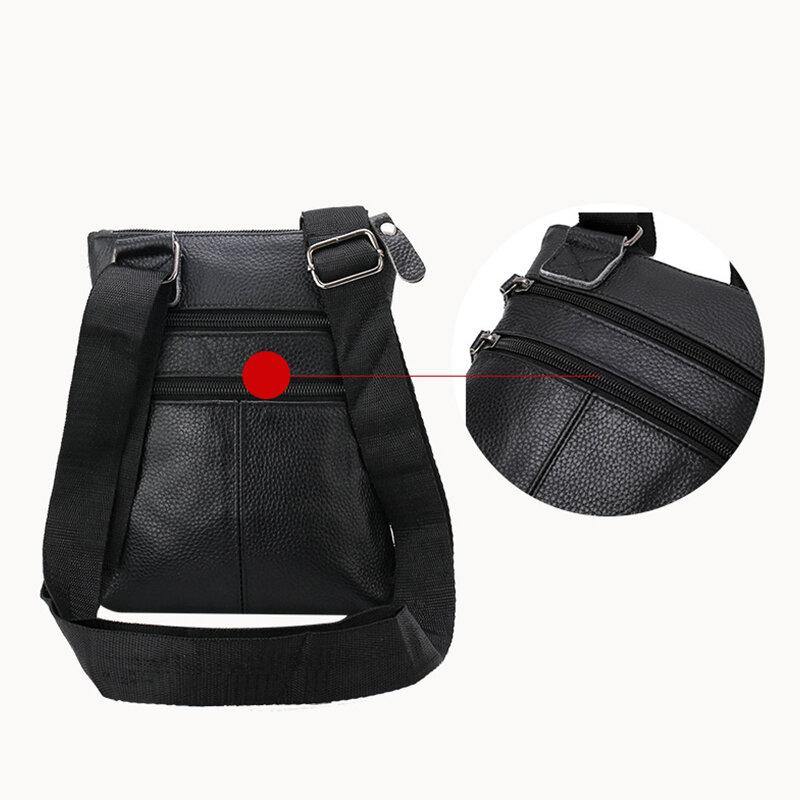 lovevop Men Genuine Leather Large Capacity Waterproof Wear-resistant Crossbody Bag