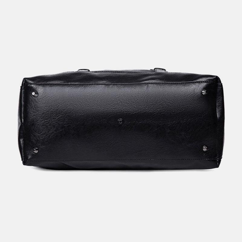 lovevop Men PU Leather Large Capacity Portable Business Messenger Bag Handbag Shoulder Bag Crossbody Bag Duffle Bag