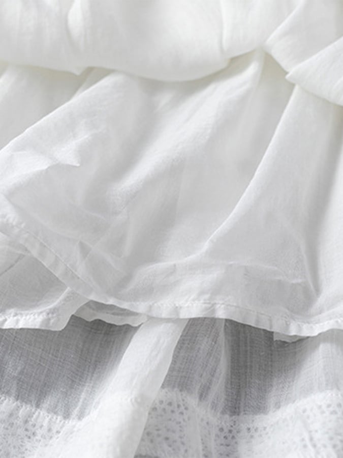 Lovevop Cotton Linen Lace Stitching Anti-skid Skirt