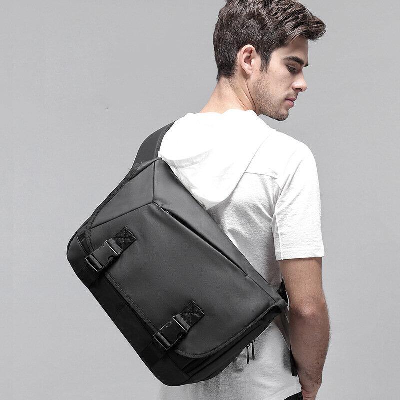 lovevop Men PVC Waterproof Large Capacity Crossbody Bag Multifunction 15.6 Inch Laptop Briefcases Messenger Shoulder Bag