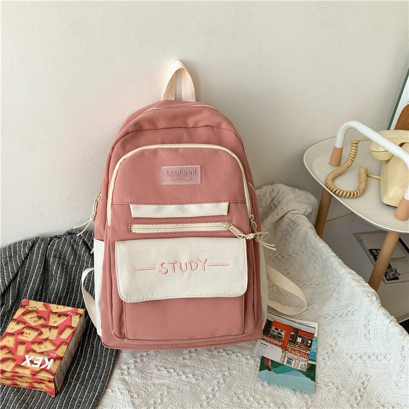 lovevop School Bag Female Junior High School Student Backpack Large Capacity Backpack