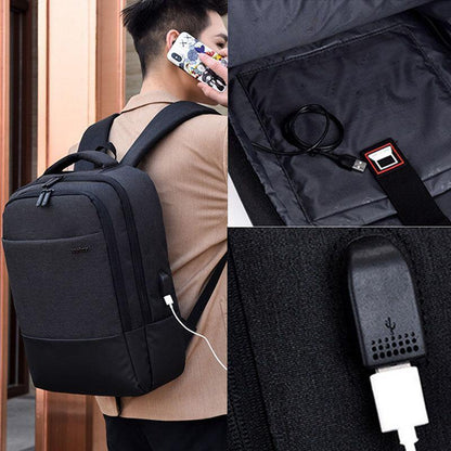 lovevop Men Nylon USB Charging Casual Large Capacity 15.6 Inch Laptop Bag Travel Backpack