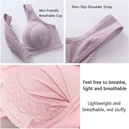 🔥BUY 1 GET 2 FREE(Please add 3 pcs to cart)-2023Front Button Breathable Skin-Friendly Cotton Bra