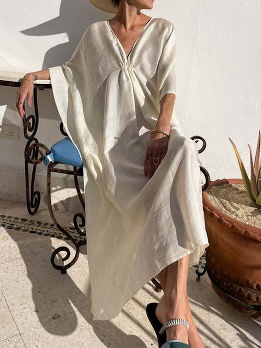 V-neck Vacation Loose Sun Protection Cover-up