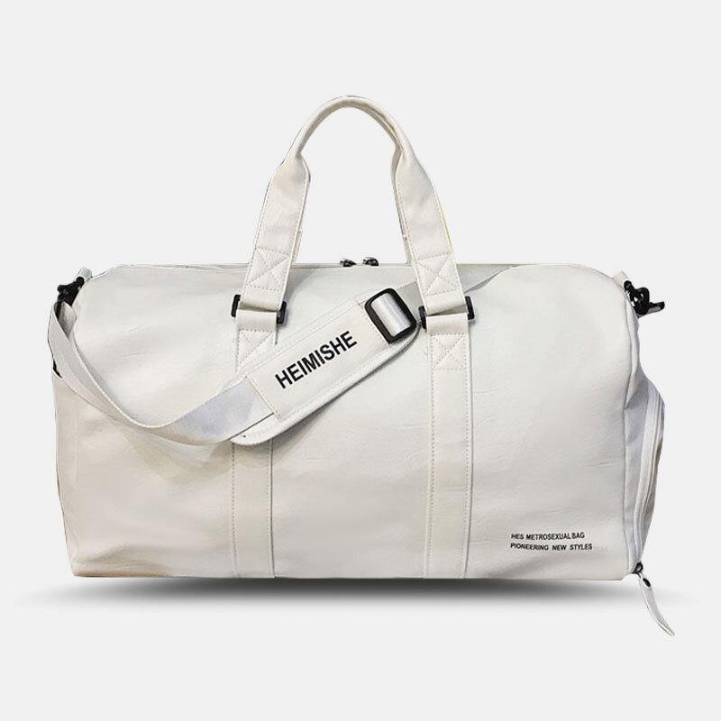 lovevop Unisex Dry Wet Separation Gym Bag PU Leather Multi-Carry Large Capacity Travel Outdoor Luggage Handbag Crossbody Bag