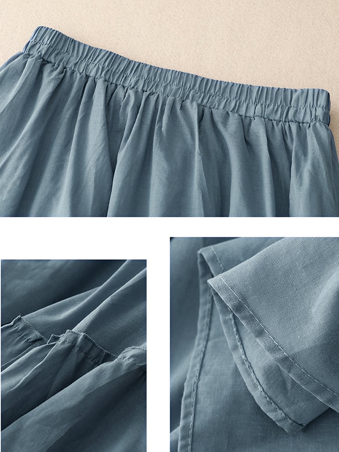 Lovevop Irregular Ruffled Paneled Double-Layer Elastic Waist Skirt