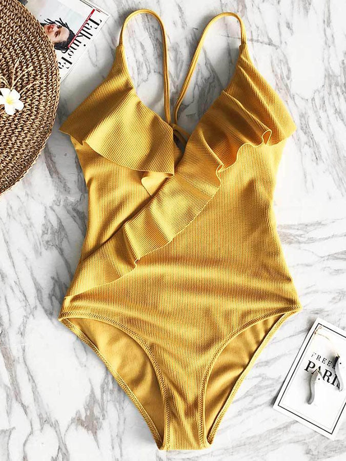 Sexy ruffle one-piece swimsuit