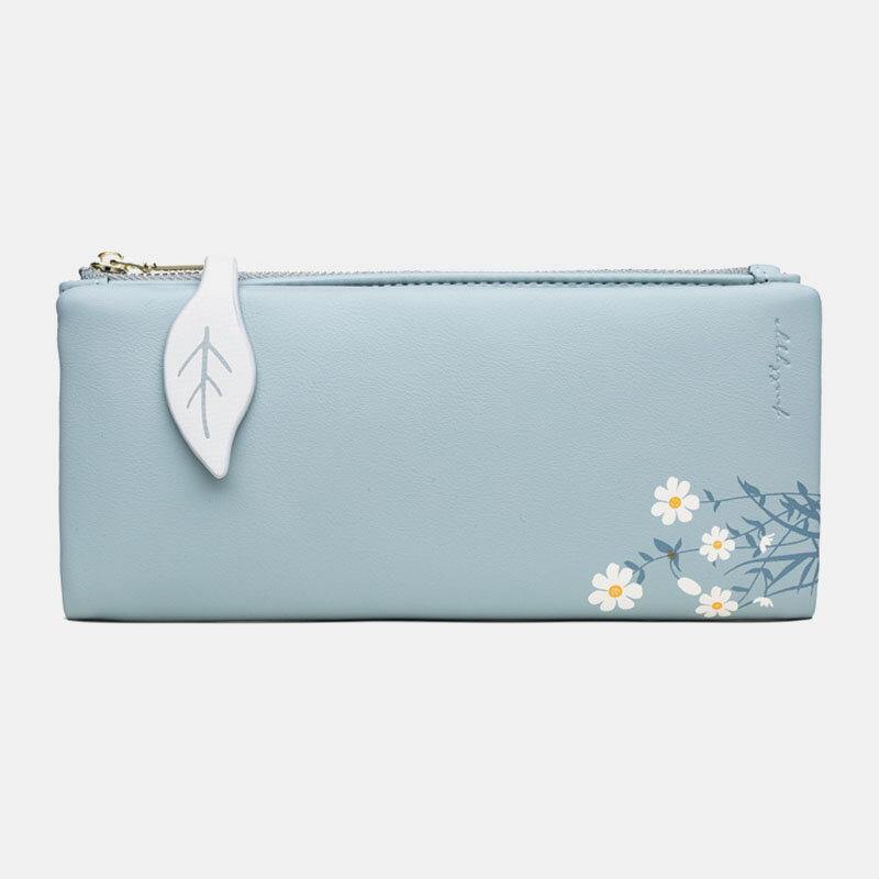 lovevop Women 13 Card Slots Bifold Flower Printed Long Wallet Clutches Bag