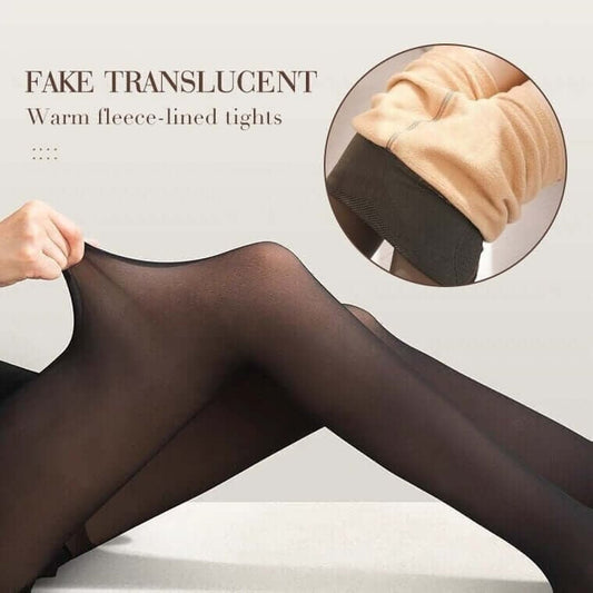 Flawless Legs Fake Translucent Warm Plush Lined Elastic Tights