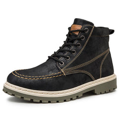 lovevop Medium Leather Boots Men's Short Boots Versatile Military Boots