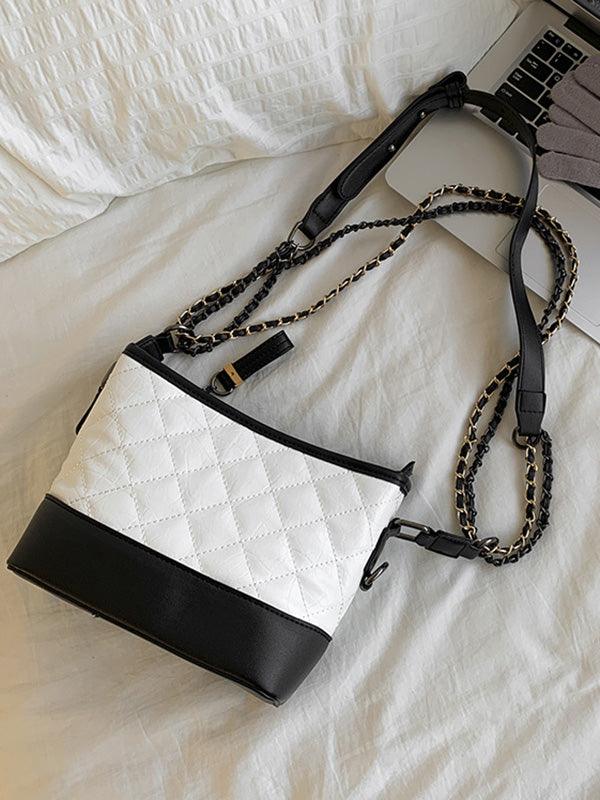 lovevop Stylish Geometry Contrast Color Bag