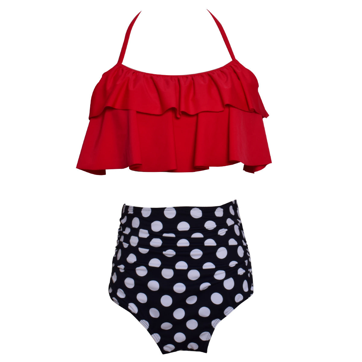 Ruffled Bikini & High Waist Bottom Swimsuit