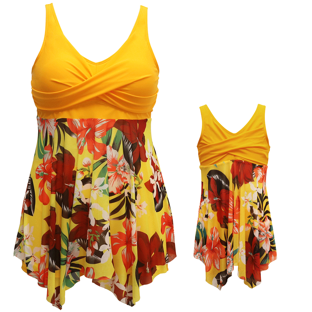 「🌼Summer Flash Sale - 50% Off」Ruffle Floral Print One-Piece Mommy and Me Swimsuit