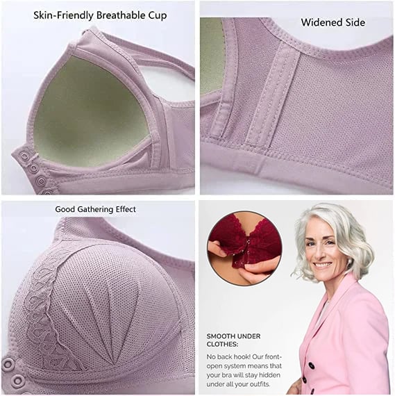 🔥BUY 1 GET 2 FREE(Please add 3 pcs to cart)-2023Front Button Breathable Skin-Friendly Cotton Bra