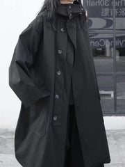 lovevop Black Cool Hooded Long Coat