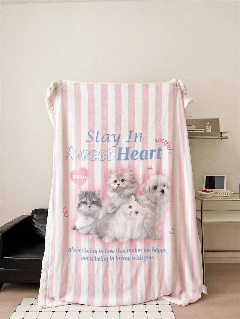 lovevop Cute Animals Printed Sherpa Blanket