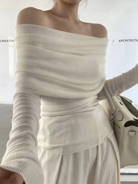 lovevop One-shoulder Gentle Knitted Shirt